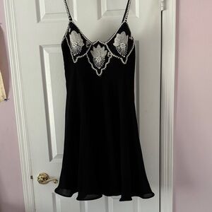 Oleg Cassini Black Dress with White Accents